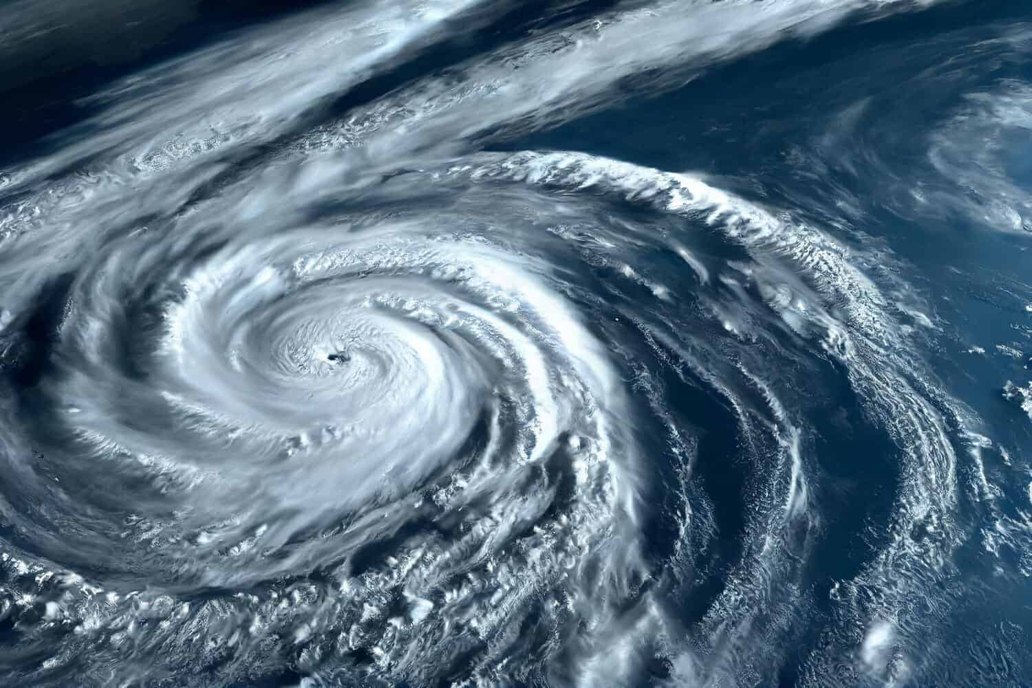 illustrazione 3d del tifone sul pianeta terra che monitora l uragano