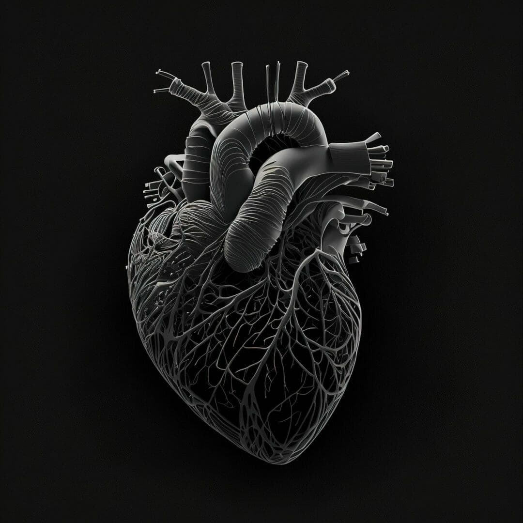 illustrazione del cuore umano nel disegno incandescente effetto 3d con uno sfondo isolato