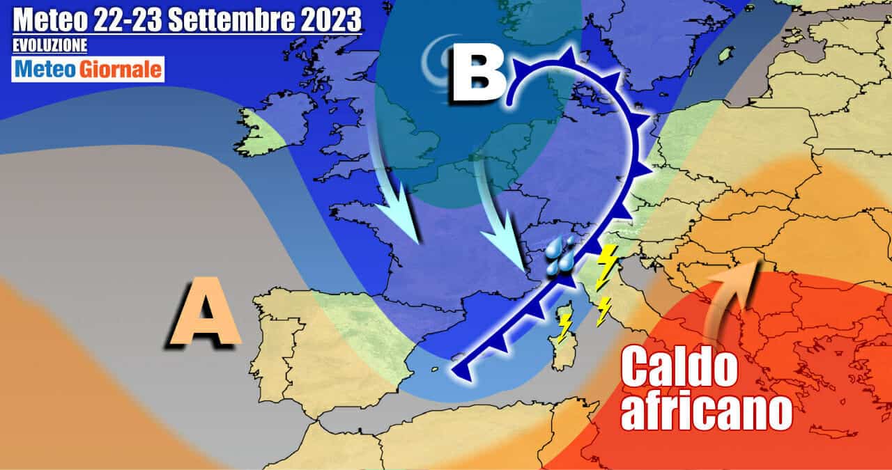 Saccatura ciclonica in sprofondamento sul Mediterraneo da venerdì