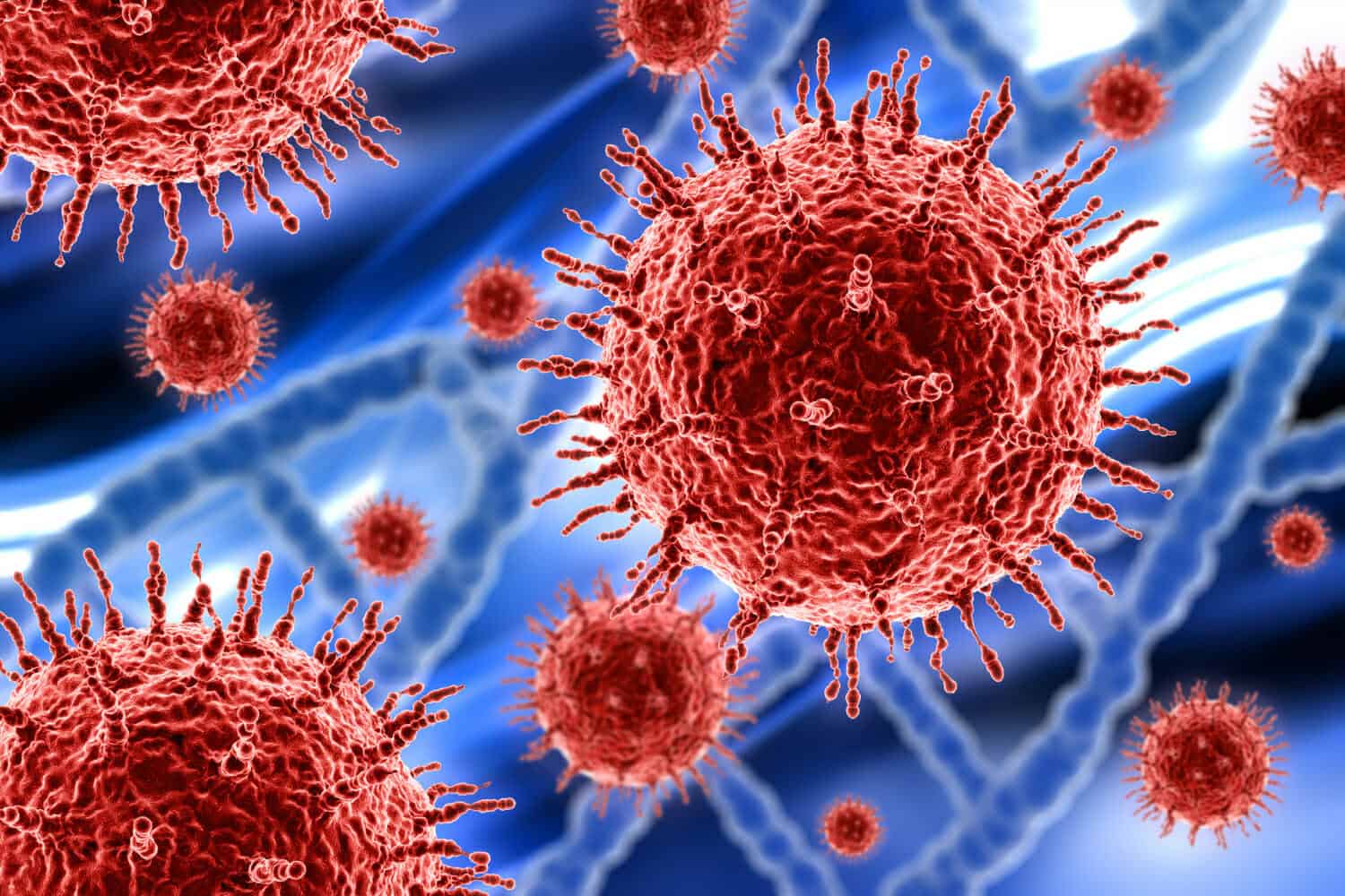 priorita bassa medica 3d con celle di virus astratte