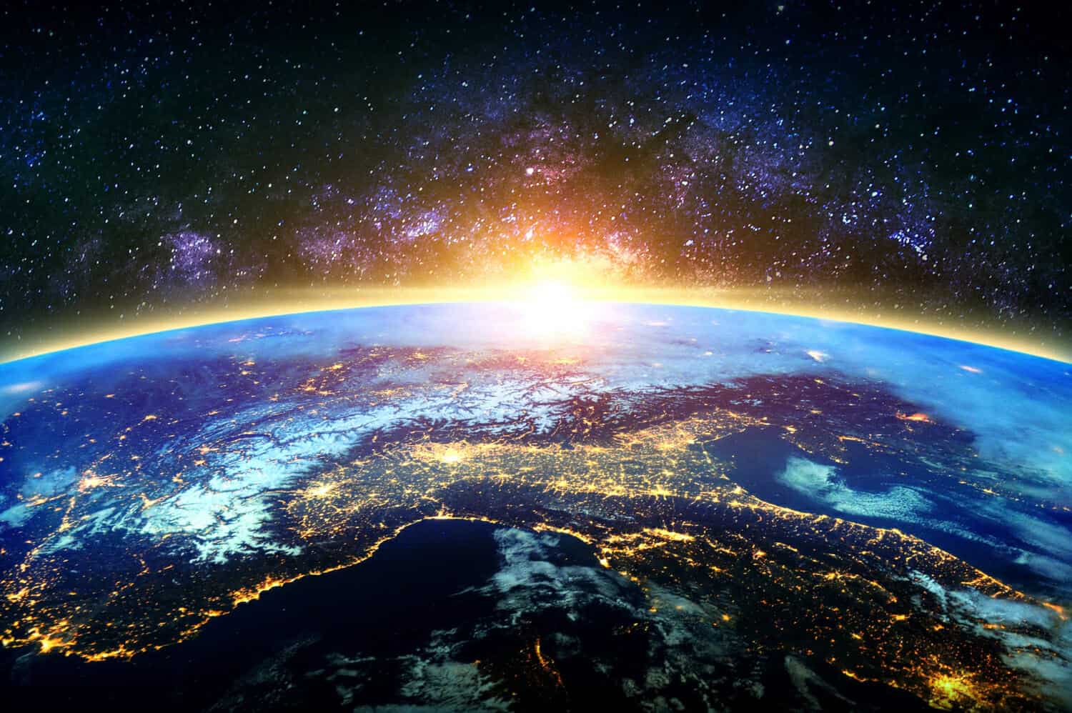 terra e galassia elementi di questa immagine forniti dalla nasa