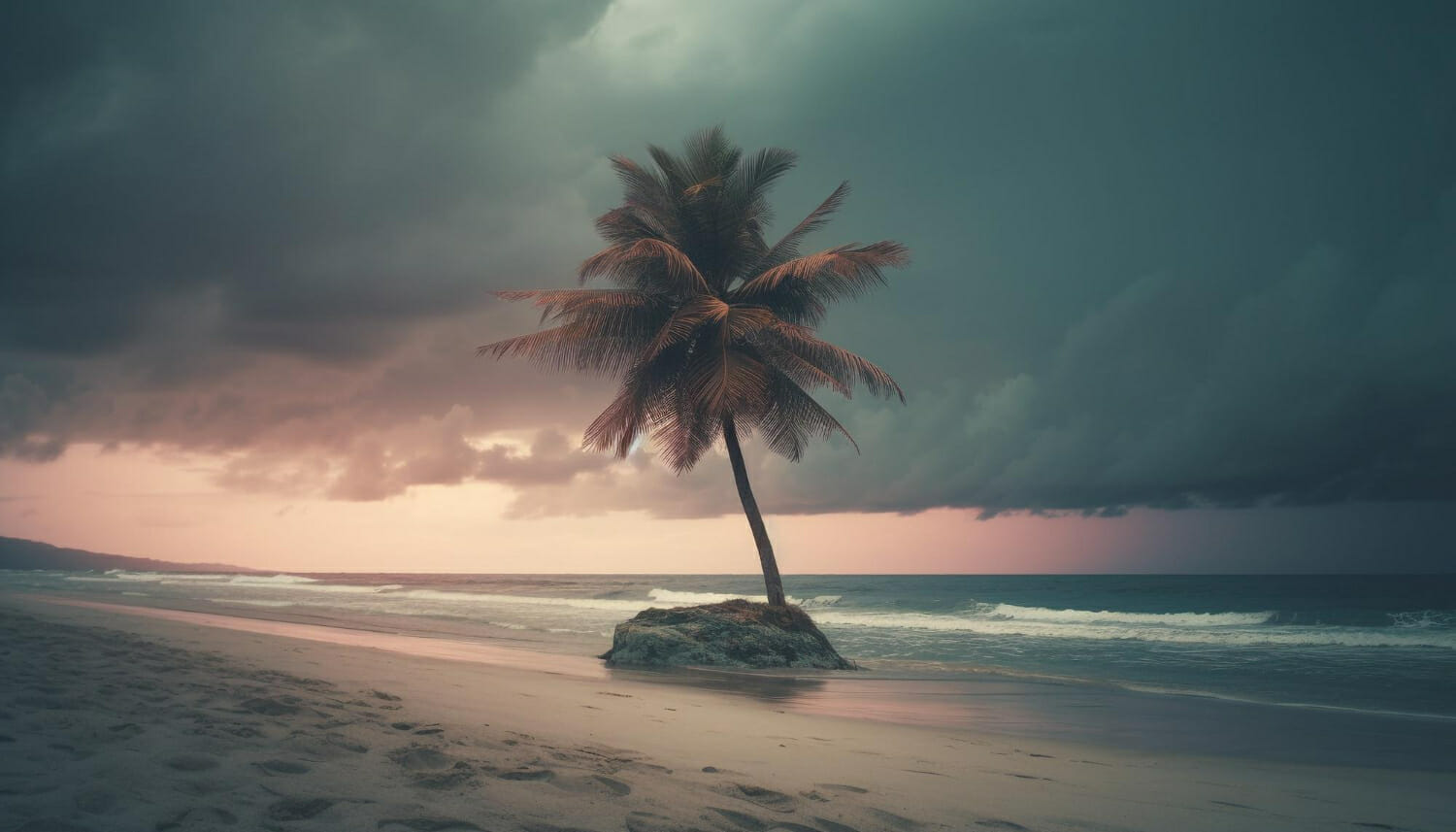 tramonto idilliaco sul tranquillo paesaggio acquatico caraibico generato dall intelligenza artificiale