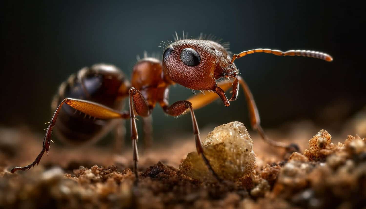 una piccola colonia di formiche lavora insieme per il cibo generato dall ia