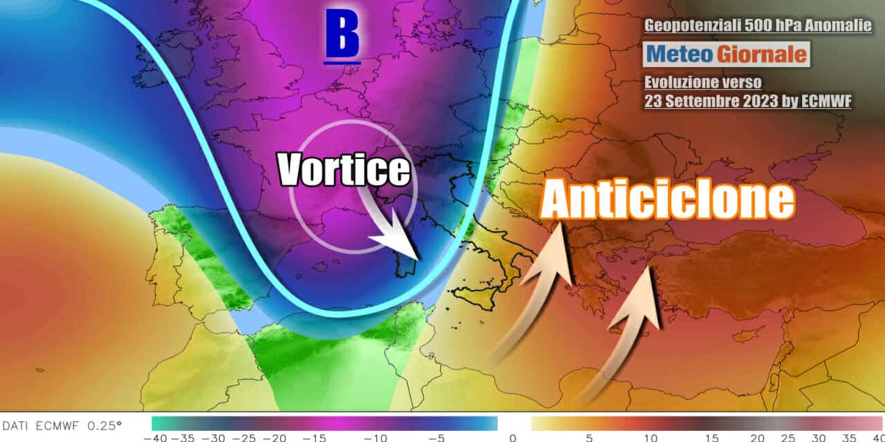 Una saccatura d'aria fredda trasporterà un vortice verso l'Italia nel weekend