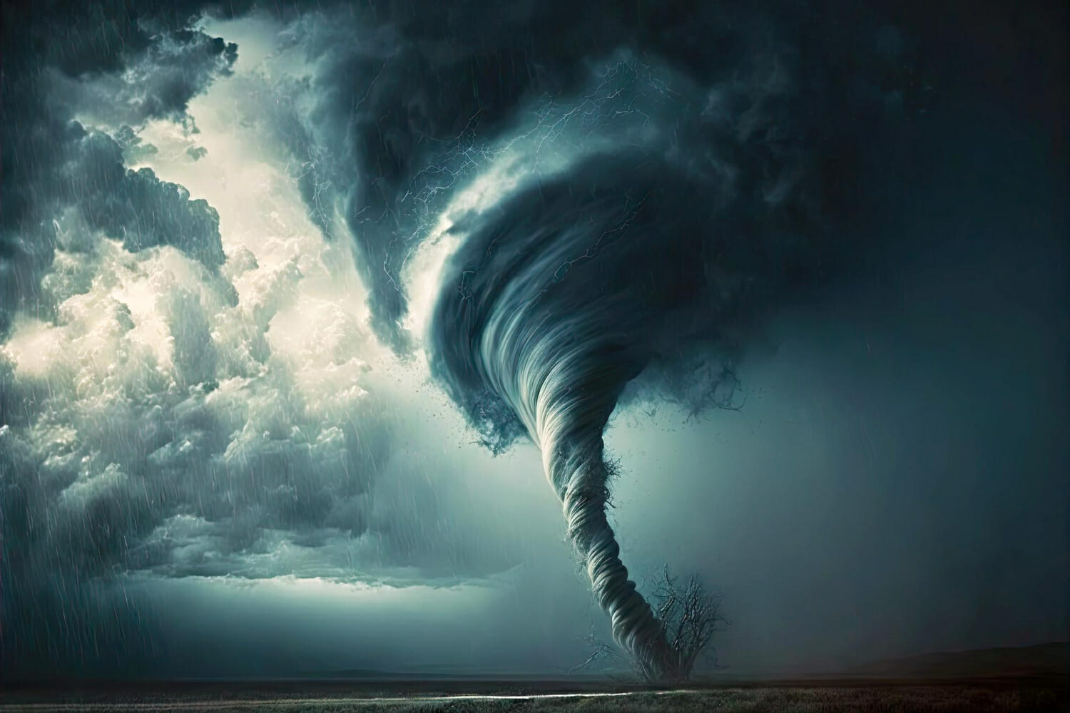 enorme tornado pericoloso nel cielo scuro