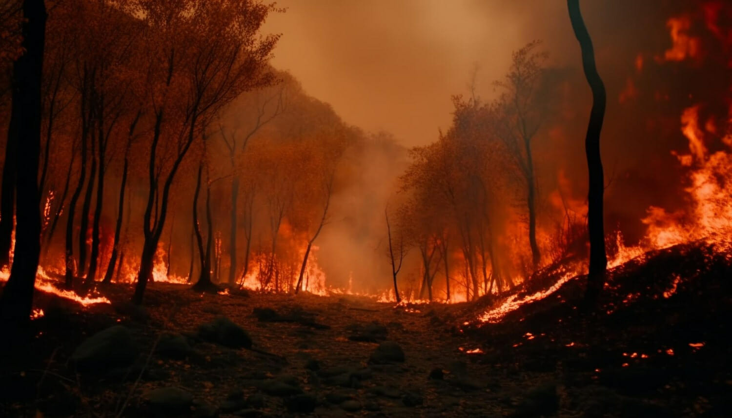 foresta in fiamme mistero spettrale inferno di fiamme ai generativo