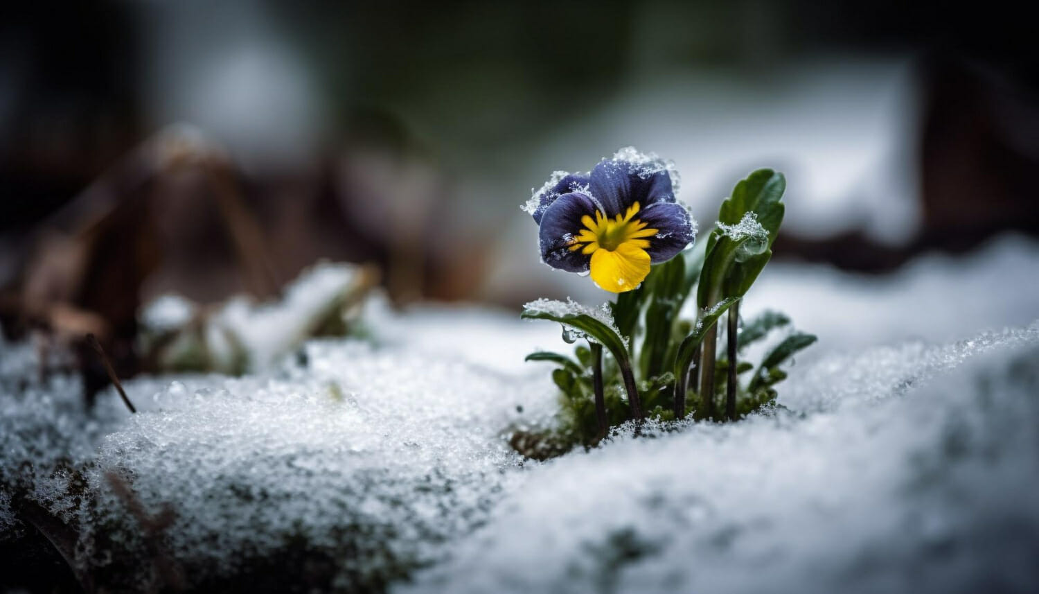 i fiori di campo sbocciano petali delicati sfidando il gelo invernale generato dall intelligenza artificiale