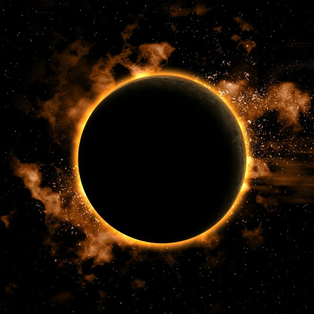 priorita bassa dello spazio con il pianeta e nebual eclissato
