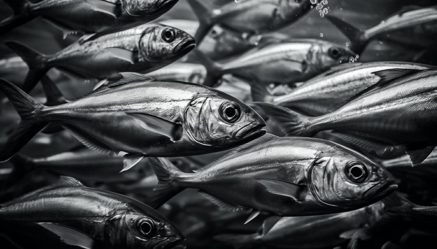 scuola di pesce in pescato fresco monocromatico per un alimentazione sana generata dall ia