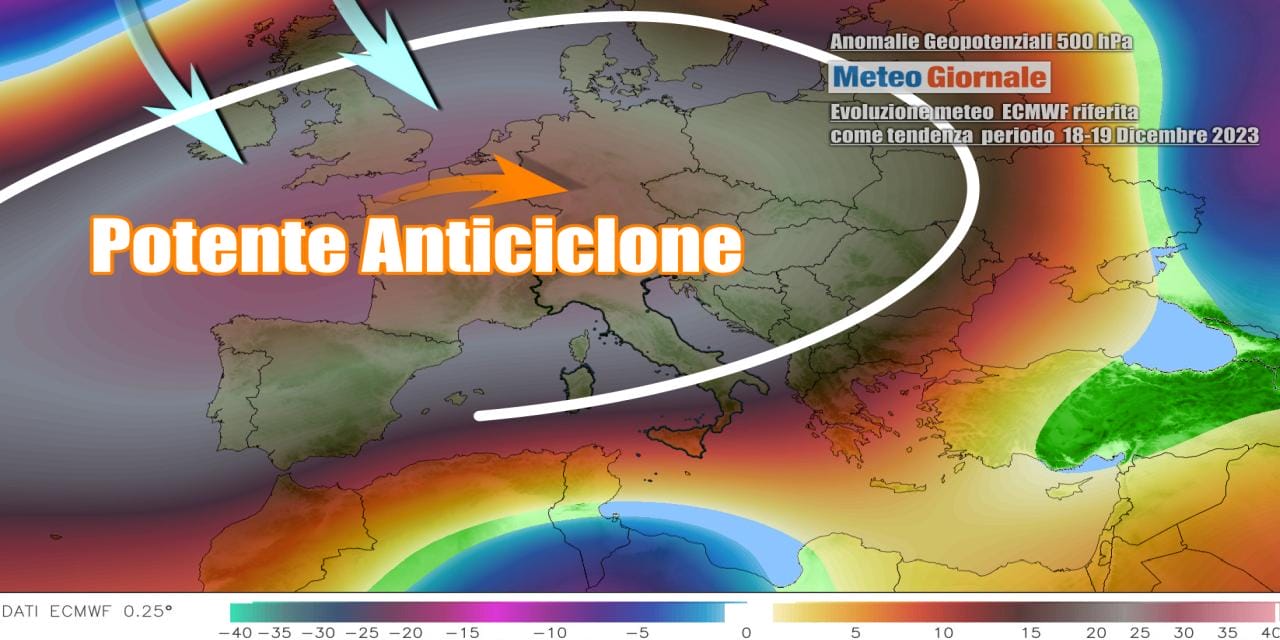Lo spettro dell'Anticiclone verso Natale