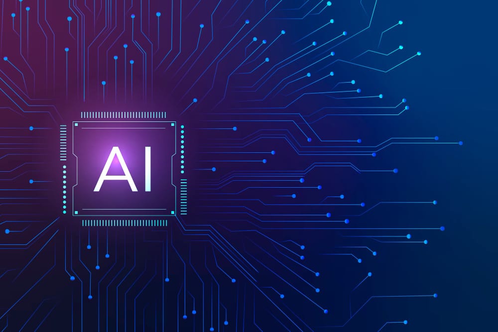 concetto di trasformazione digitale del fondo del microchip della tecnologia ai 1