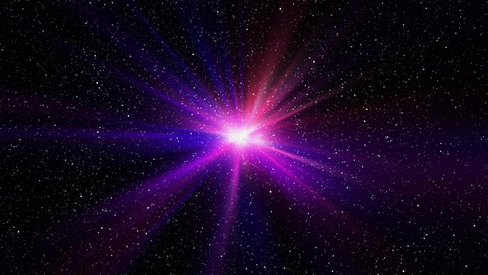 scoppio di luce nello spazio profondo
