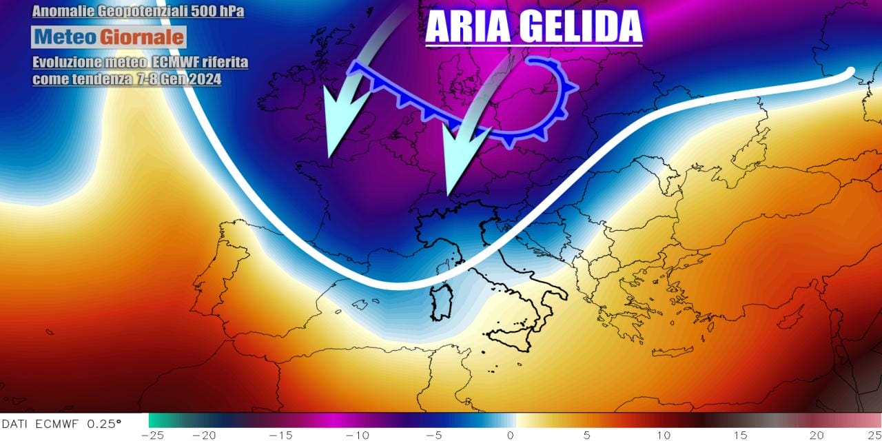 Gelo in rotta verso l'Italia