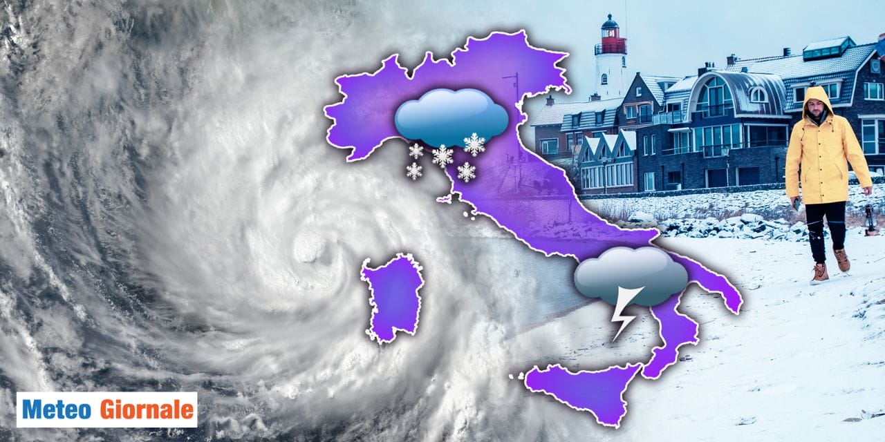 Meteo: ciclone in arrivo, pioggia, neve e  improvviso calo delle temperature