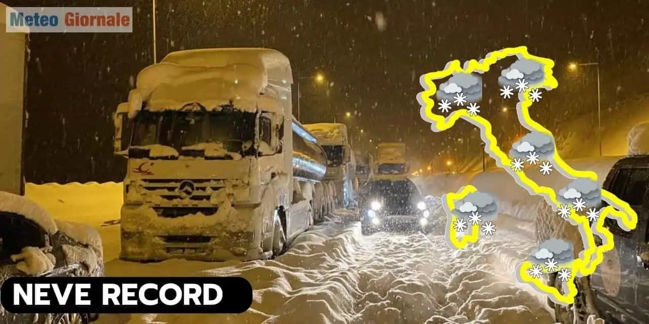 Meteo: la neve può paralizzare mezza Italia, rischio concreto