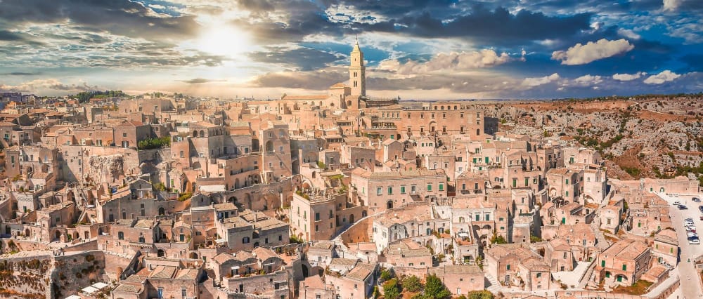 veduta aerea della citta di matera nella regione basilicata