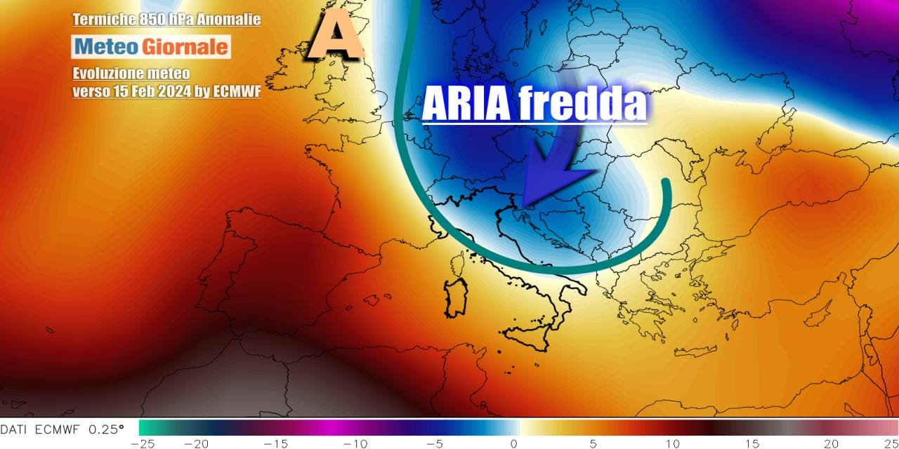 Freddo Artico proverà a riversarsi sull'Italia