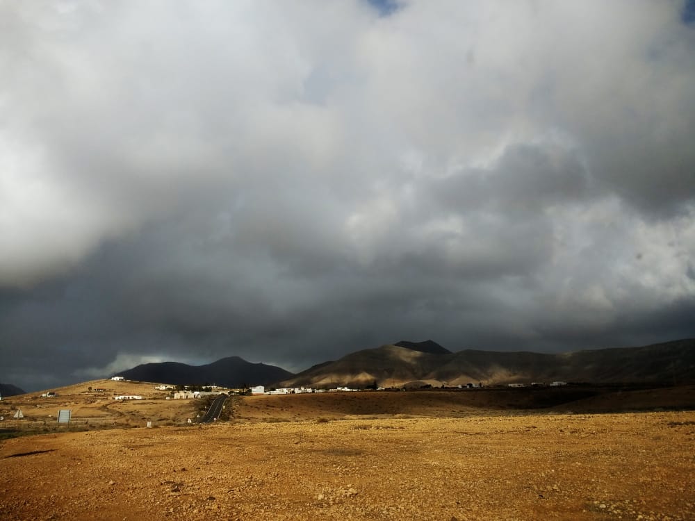 gloomy cloudy sky sandy land fuerteventura spain