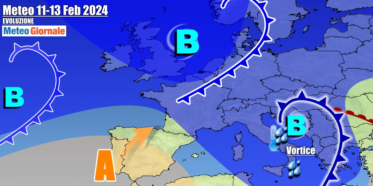 Vortice si sposta verso est ad inizio settimana
