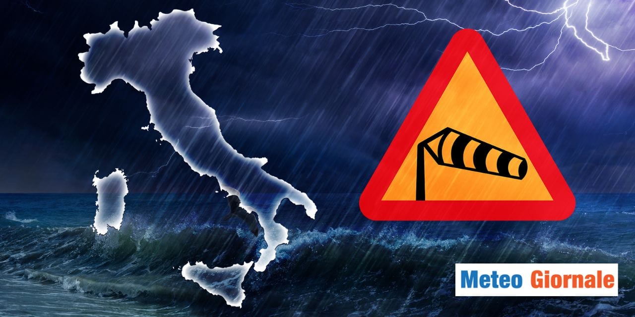 meteo vento tempestoso italia prossime ore