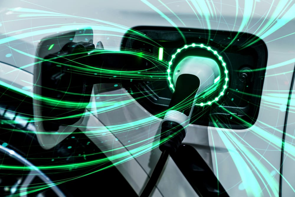 stazione di ricarica ev per auto elettriche nel concetto di energia verde ed eco power