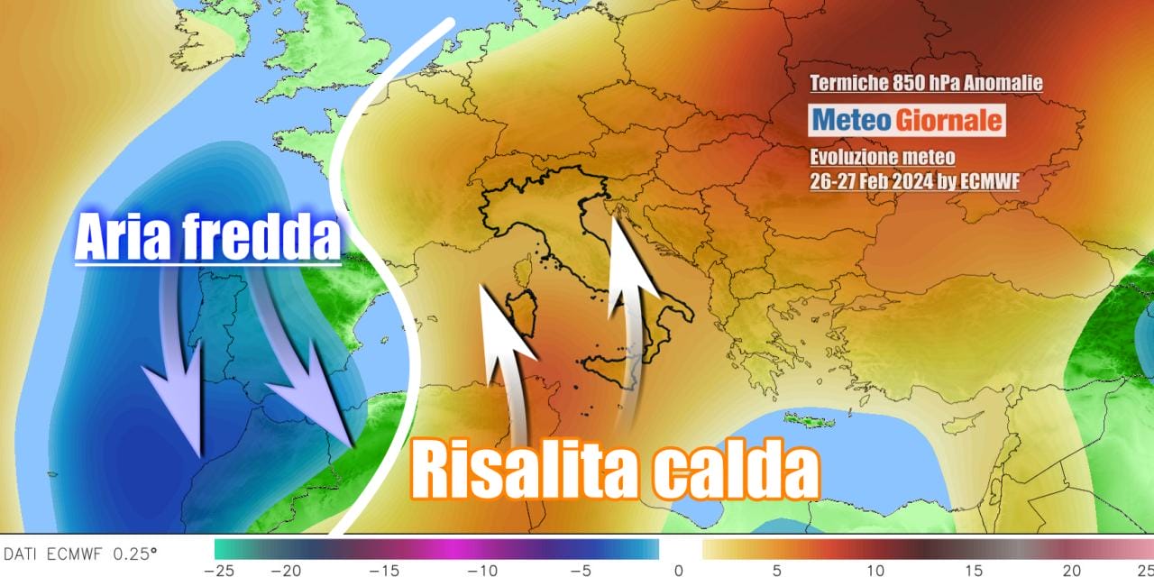 Meteo sempre molto instabile, ma meno freddo tra lunedì 26 e martedì 27