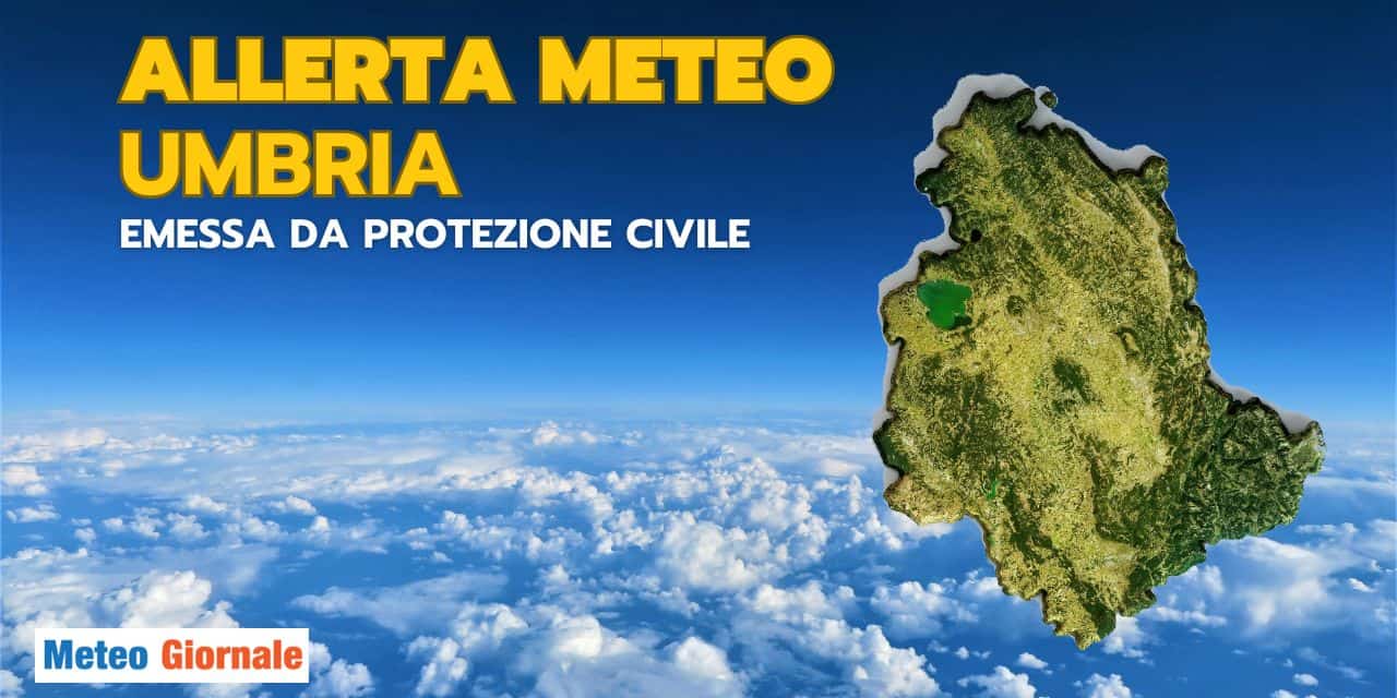 Allerta meteo in Umbria con pioggia e vento forte in arrivo