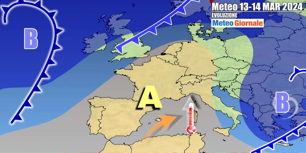 Rimonta dell'anticiclone verso l'Italia