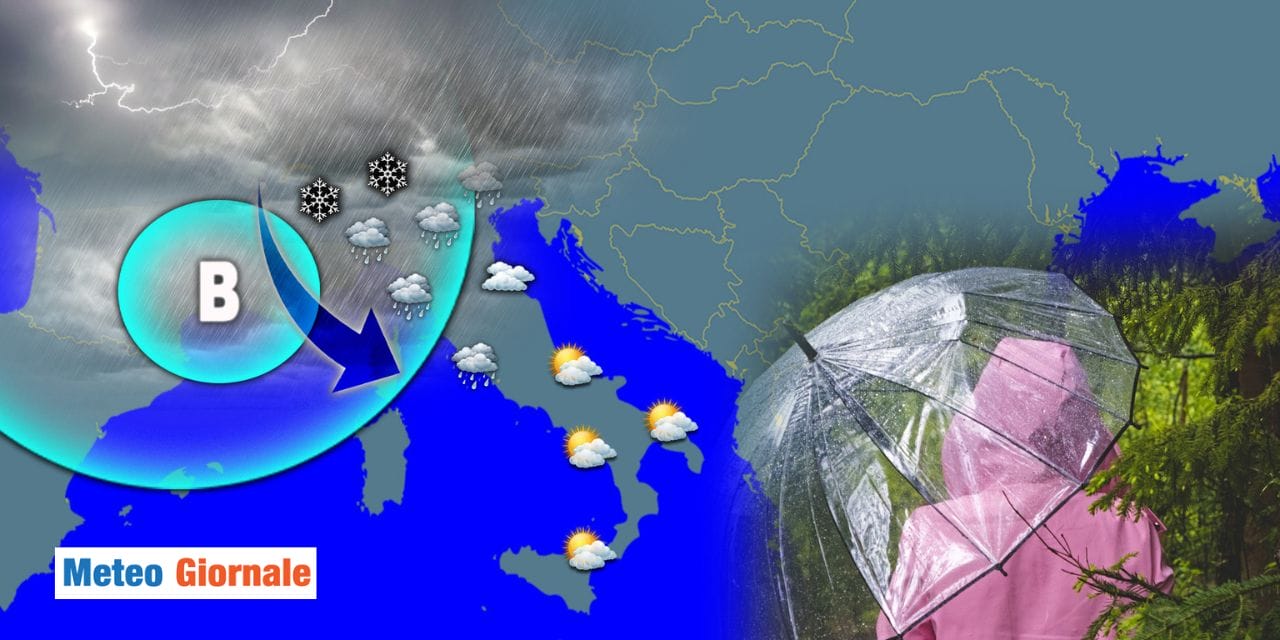 Meteo: arriva un’altra ondata di maltempo, weekend e inizio nuova settimana con pioggia e neve