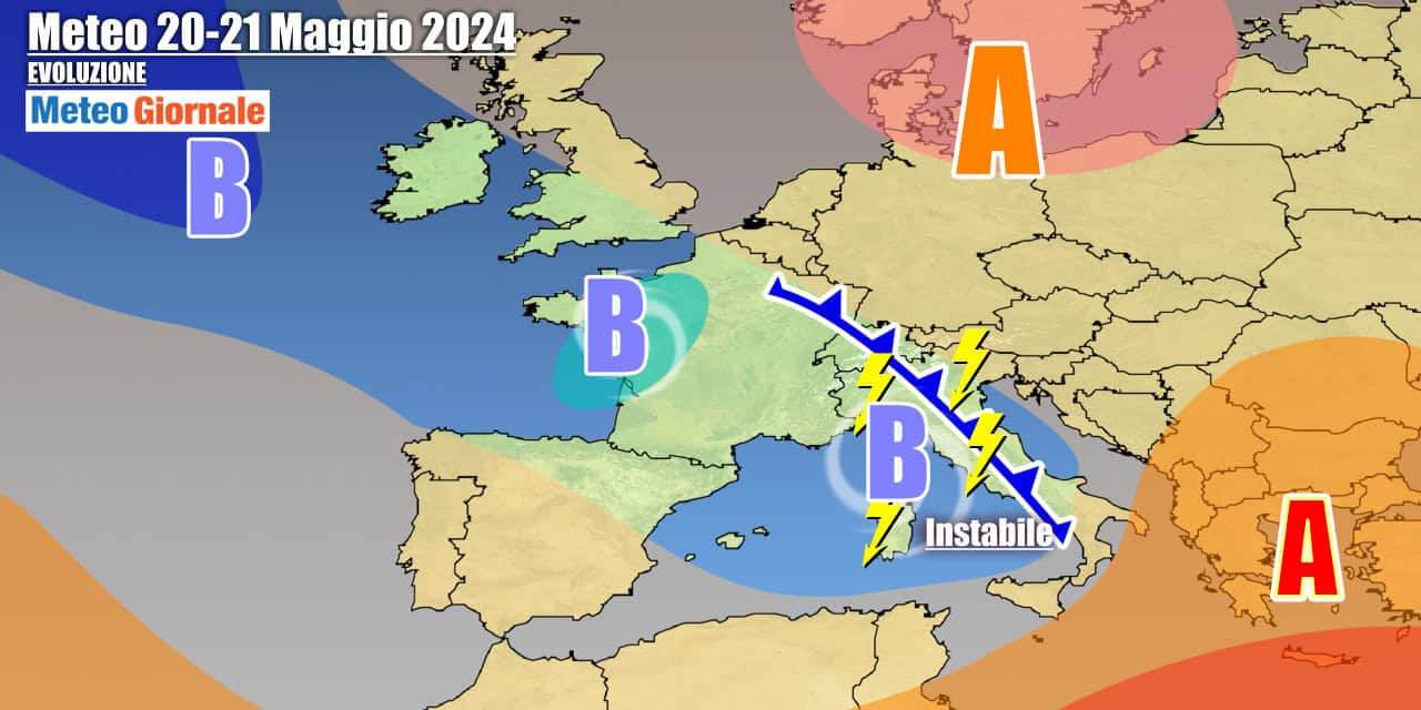 Vortice ciclonico protagonista ad inizio settimana