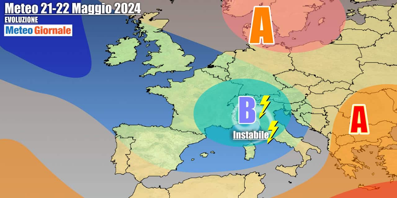 Fase di marcato maltempo su parte d'Italia per una depressione in arrivo da ovest