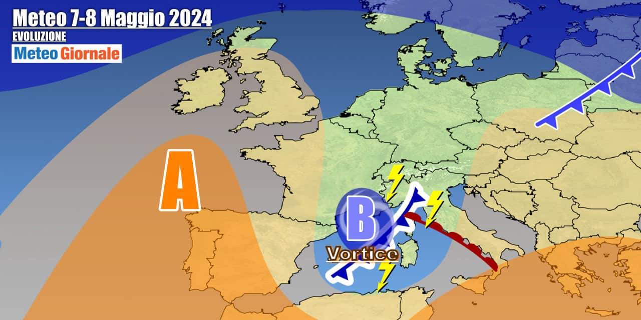 Meteo Italia: vortice mediterraneo in arrivo, con temporali e grandine