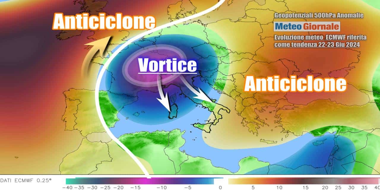 Stop al caldo africano e intrusione di una goccia fredda