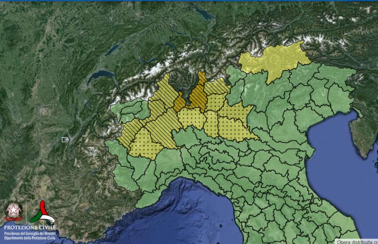 Allerta meteo della Protezione Civile per temporali prossime ore e Domenica 7