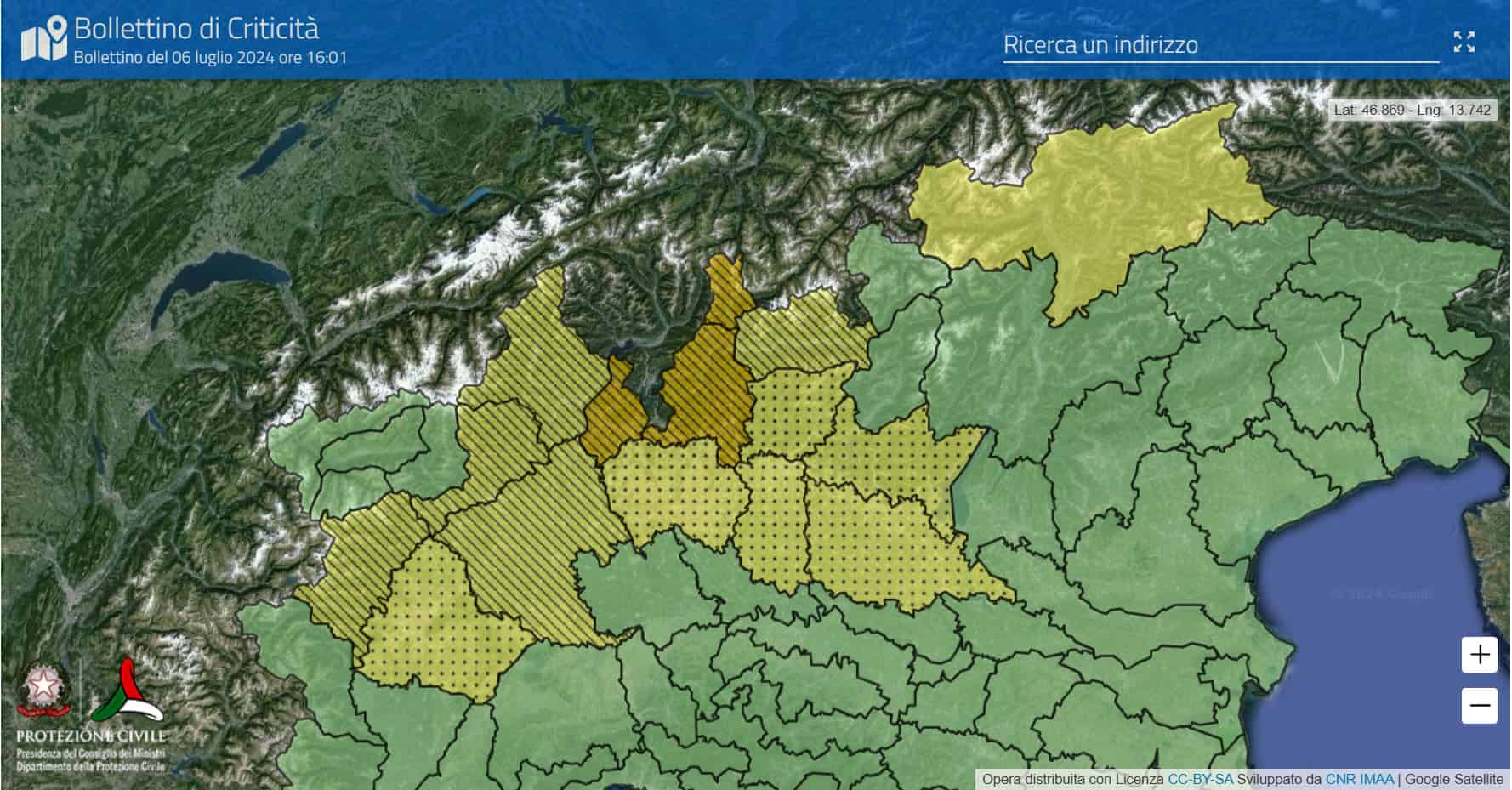 Maltempo: allerta meteo in Lombardia, Piemonte e Provincia Autonoma di Bolzano