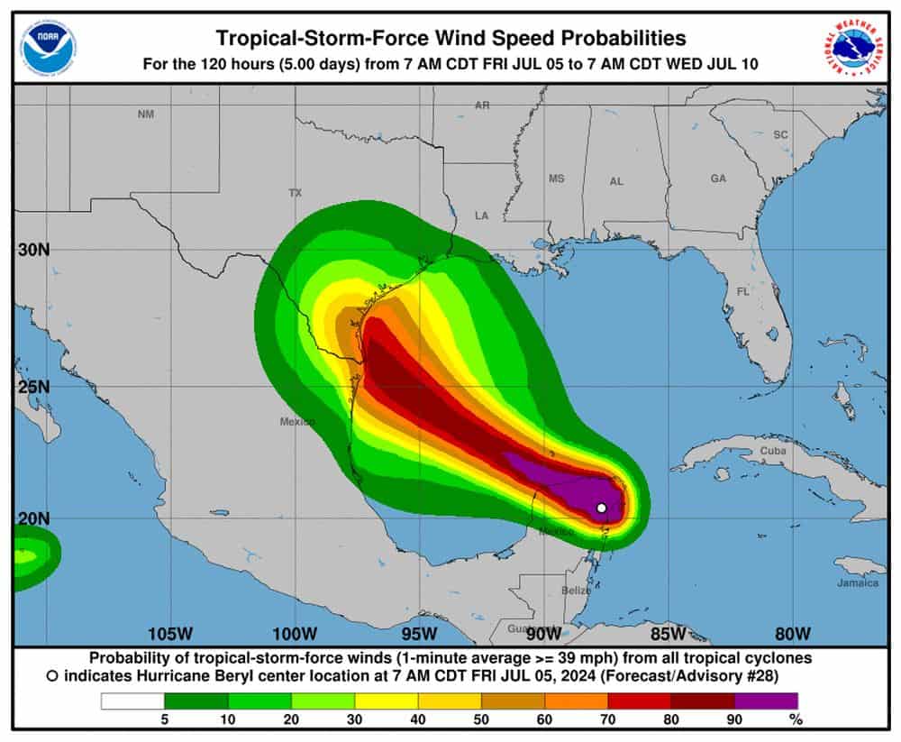 L’uragano Beryl minaccia il Texas: previsto un nuovo potenziamento dopo aver lasciato il Messico