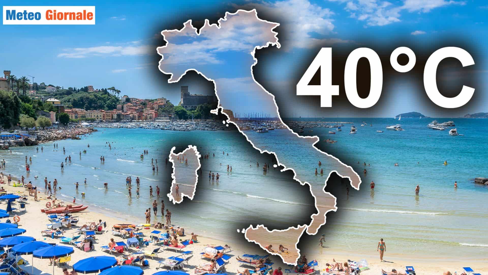 Gran CALDO a FERRAGOSTO: temperature con punte fino a 40°C su gran parte d’Italia