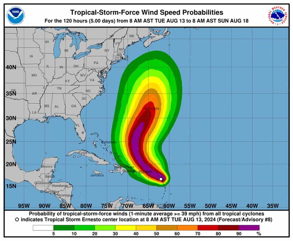 tempesta tropicale ernesto 2024 nhc