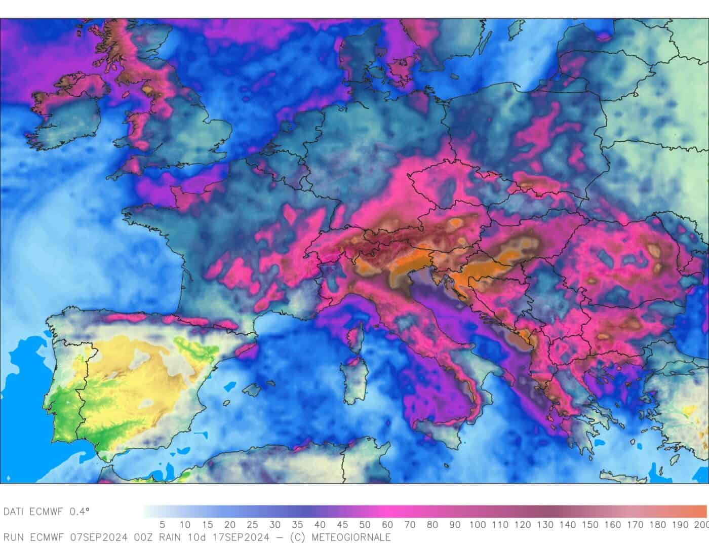 piogge previste sino al 16 settembre