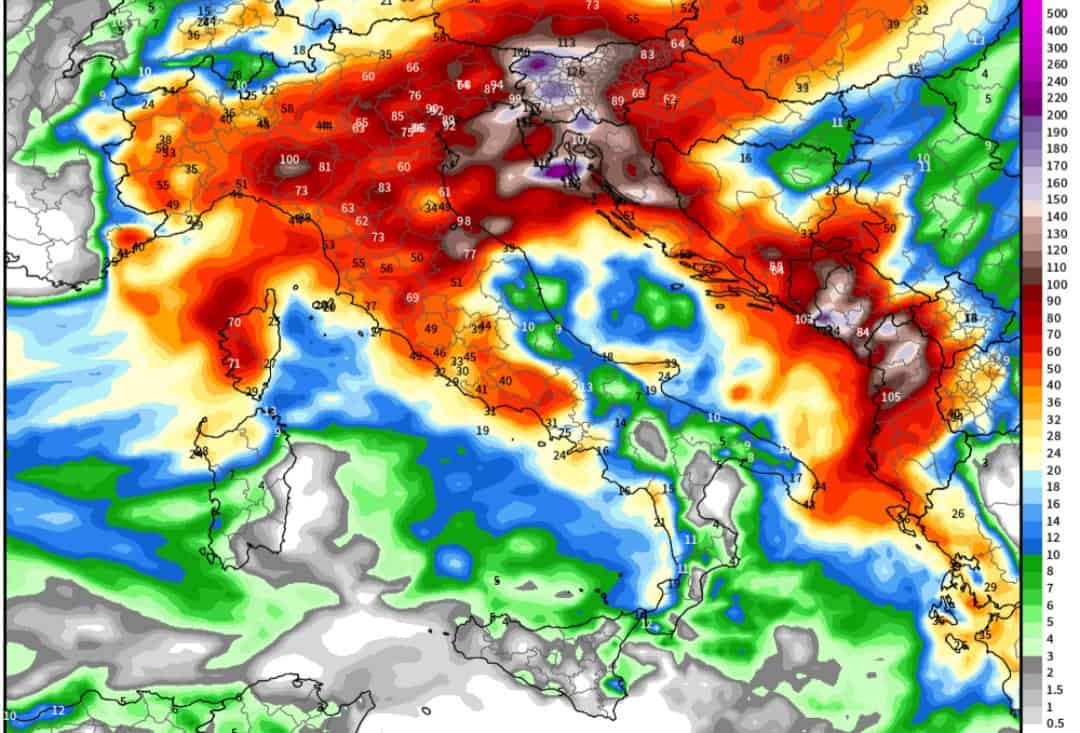 Meteo, previsioni EFI: rischio di Alluvioni Lampo in Emilia-Romagna e Centro Italia