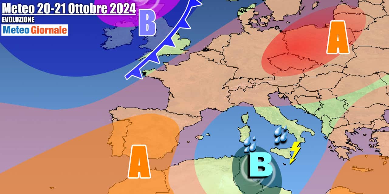 Vortice mediterraneo in sprofondamento verso il Nord Africa