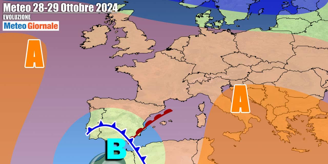 Vortice affonda verso il Marocco lasciando campo libero all'anticiclone