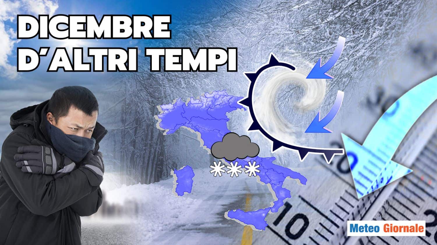 Dicembre 2024 d’altri tempi. Gelo e neve in Italia fino in pianura. Tendenza mensile aggiornata