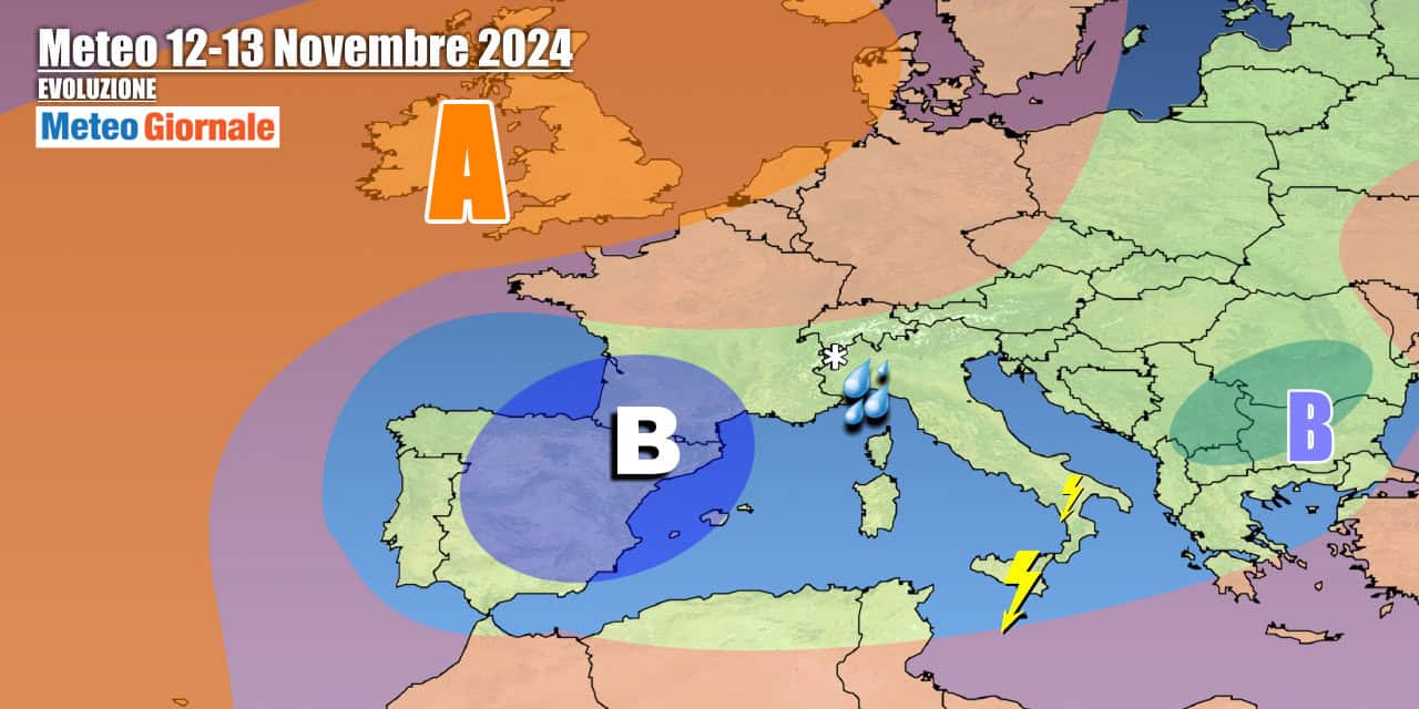Fase più instabile e fredda nei primi giorni della settimana