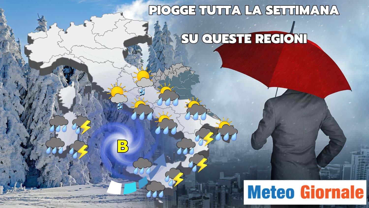 Insisterà il maltempo e per più giorni, ancora, su queste regioni