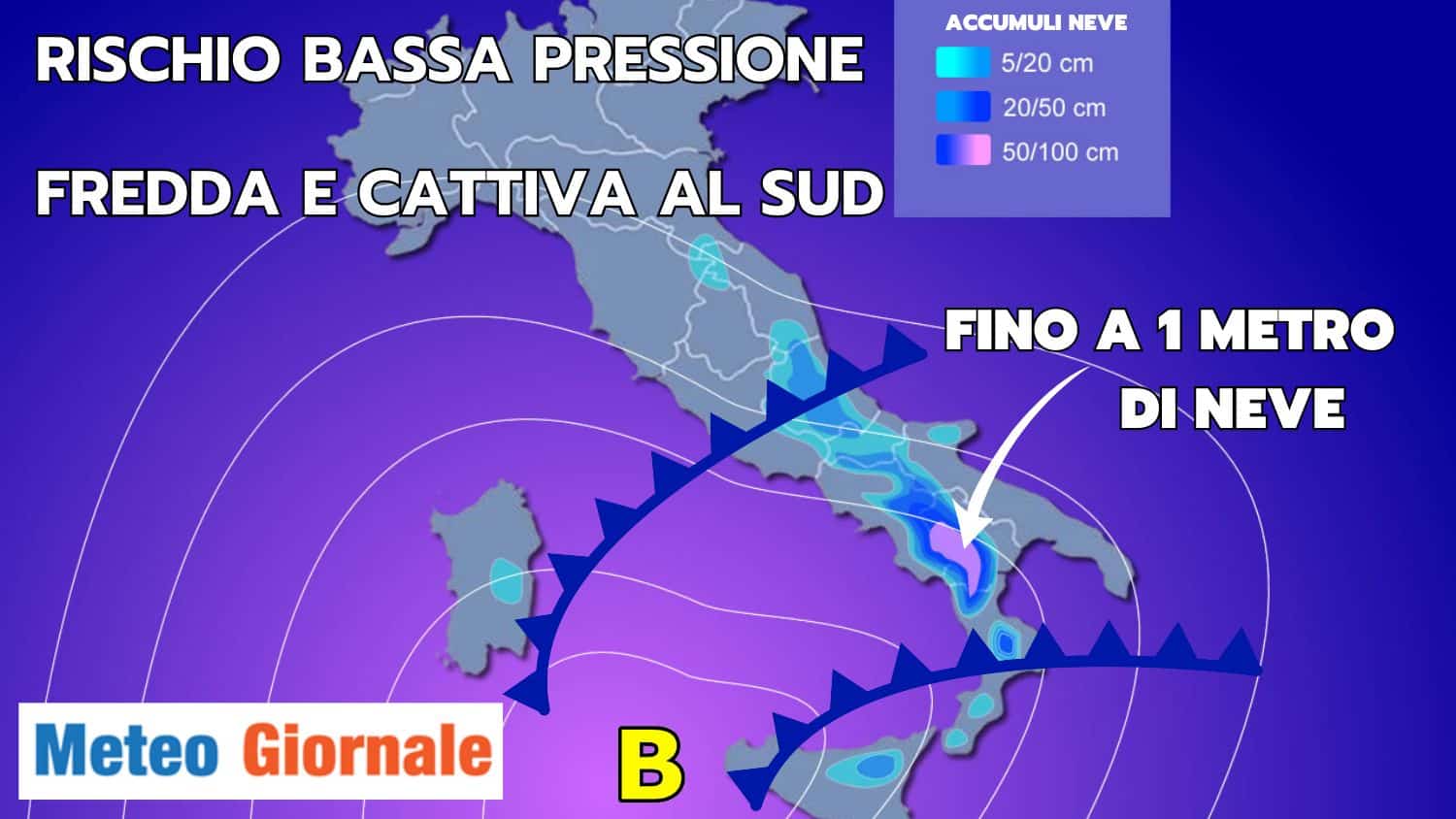 12/13 gennaio: ipotesi di neve furiosa su queste aree. Fino a 1 m
