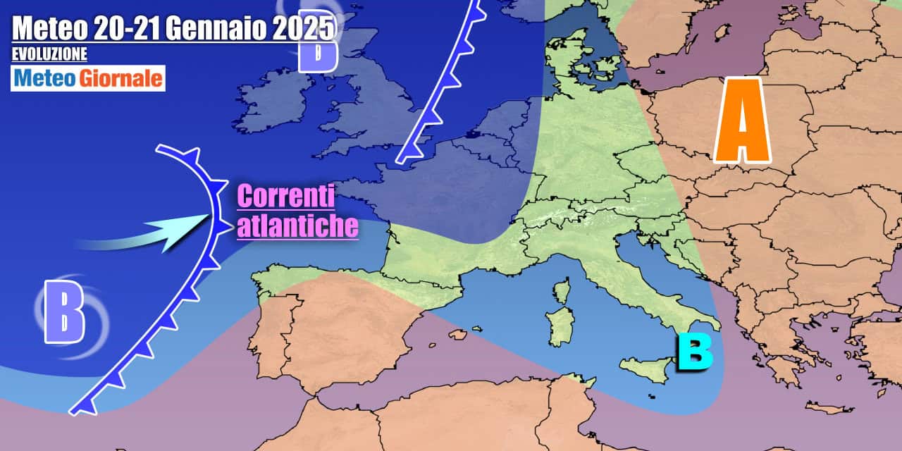 Alta Pressione in spostamento verso l'Europa dell'Est