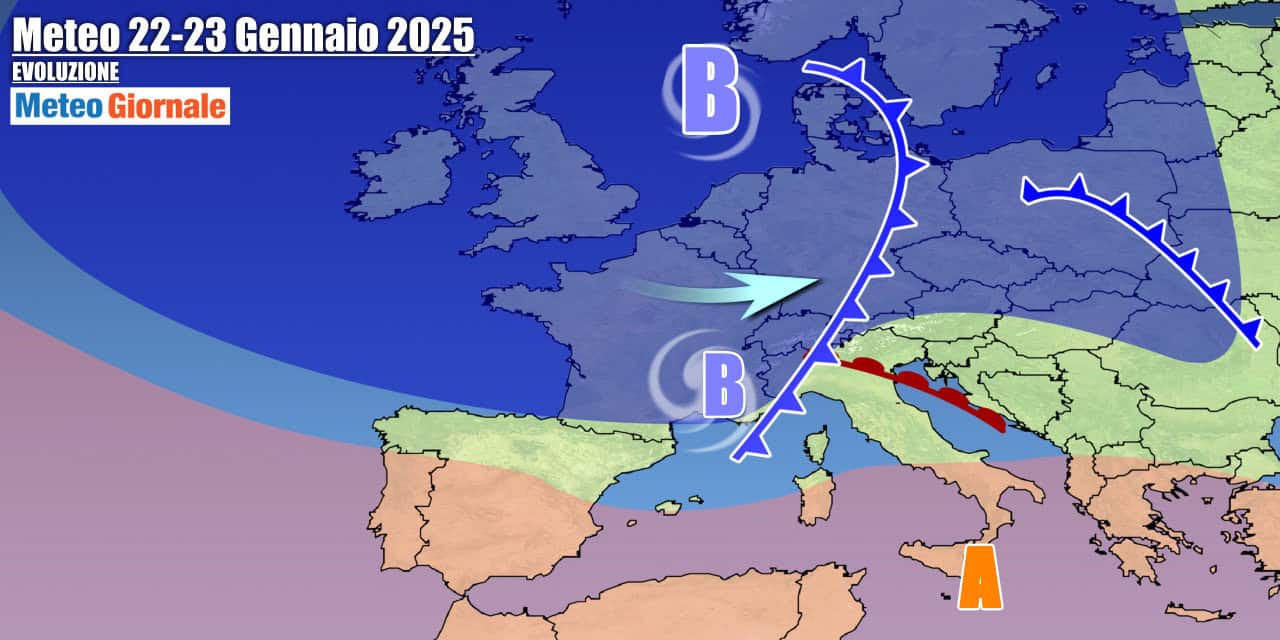 Fase più mite con correnti occidentali e Anticiclone più presente al Sud
