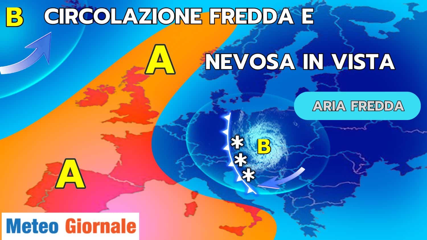 Irruzione fredda prossima: ecco la mappa con la neve in pianura