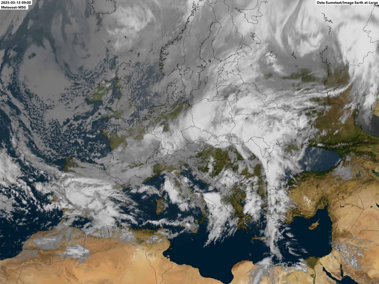 Meteosat: intense perturbazioni e ondata di freddo nel Nord Europa